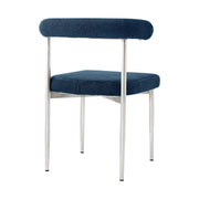 Shannon Dining Chair with Brushed Stainless Steel and Blue Fabric - Set of 2 - Furniture City (CA)l