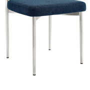 Shannon Dining Chair with Brushed Stainless Steel and Blue Fabric - Set of 2 - Furniture City (CA)l