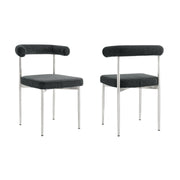 Shannon Dining Chair with Brushed Stainless Steel and Charcoal Fabric - Set of 2 - Furniture City (CA)l