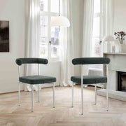 Shannon Dining Chair with Brushed Stainless Steel and Charcoal Fabric - Set of 2 - Furniture City (CA)l