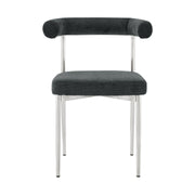 Shannon Dining Chair with Brushed Stainless Steel and Charcoal Fabric - Set of 2 - Furniture City (CA)l