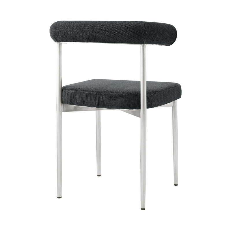 Shannon Dining Chair with Brushed Stainless Steel and Charcoal Fabric - Set of 2 - Furniture City (CA)l