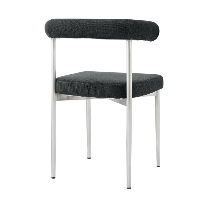 Shannon Dining Chair with Brushed Stainless Steel and Charcoal Fabric - Set of 2