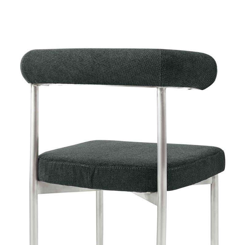 Shannon Dining Chair with Brushed Stainless Steel and Charcoal Fabric - Set of 2 - Furniture City (CA)l