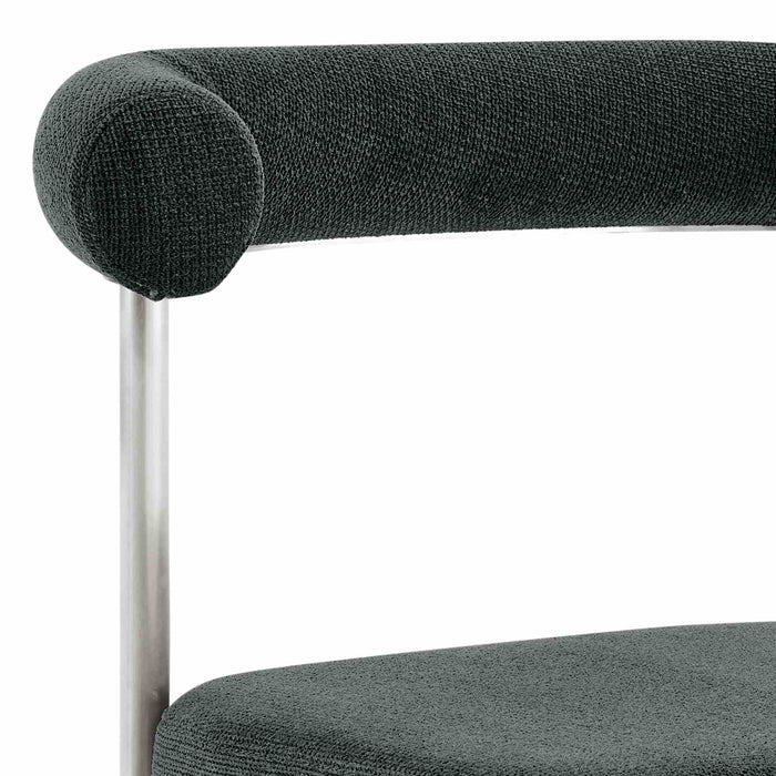 Shannon Dining Chair with Brushed Stainless Steel and Charcoal Fabric - Set of 2