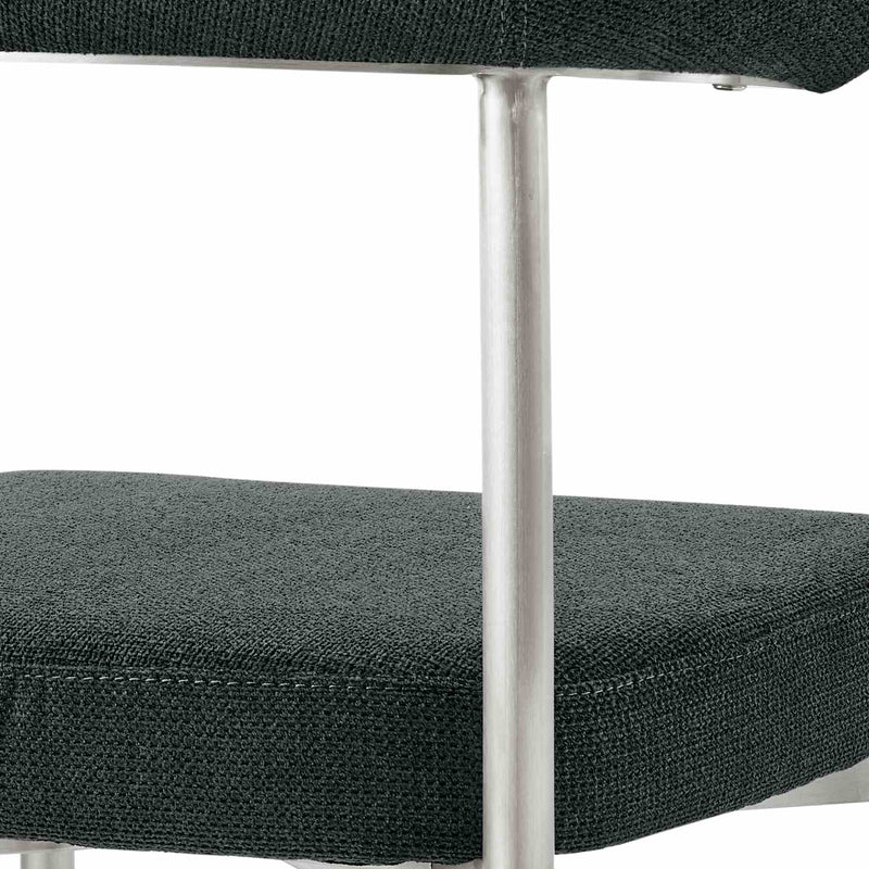 Shannon Dining Chair with Brushed Stainless Steel and Charcoal Fabric - Set of 2 - Furniture City (CA)l