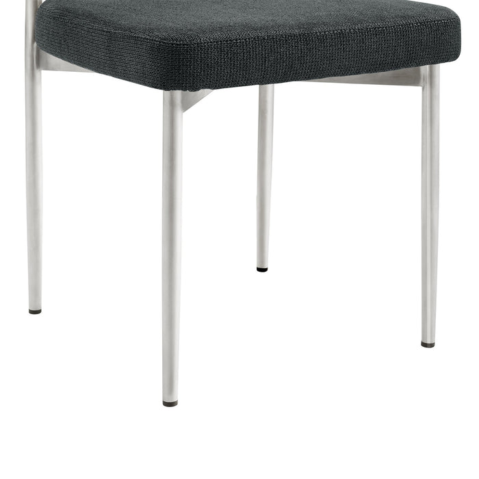 Shannon Dining Chair with Brushed Stainless Steel and Charcoal Fabric - Set of 2
