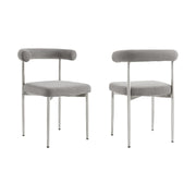 Shannon Dining Chair with Brushed Stainless Steel and Light Gray Fabric - Set of 2 - Furniture City (CA)l
