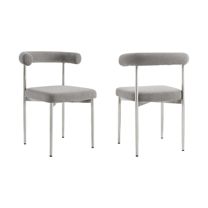 Shannon Dining Chair with Brushed Stainless Steel and Light Gray Fabric - Set of 2 - Furniture City (CA)l