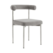 Shannon Dining Chair with Brushed Stainless Steel and Light Gray Fabric - Set of 2 - Furniture City (CA)l