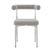 Shannon Dining Chair with Brushed Stainless Steel and Light Gray Fabric - Set of 2 - Furniture City (CA)l