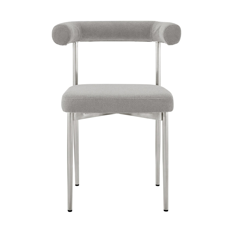 Shannon Dining Chair with Brushed Stainless Steel and Light Gray Fabric - Set of 2 - Furniture City (CA)l