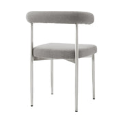 Shannon Dining Chair with Brushed Stainless Steel and Light Gray Fabric - Set of 2 - Furniture City (CA)l