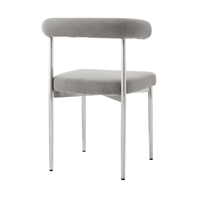 Shannon Dining Chair with Brushed Stainless Steel and Light Gray Fabric - Set of 2 - Furniture City (CA)l