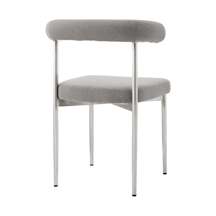 Shannon Dining Chair with Brushed Stainless Steel and Light Gray Fabric - Set of 2