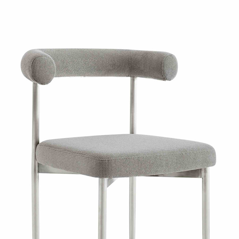 Shannon Dining Chair with Brushed Stainless Steel and Light Gray Fabric - Set of 2 - Furniture City (CA)l