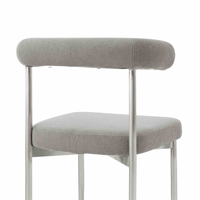 Shannon Dining Chair with Brushed Stainless Steel and Light Gray Fabric - Set of 2 - Furniture City (CA)l
