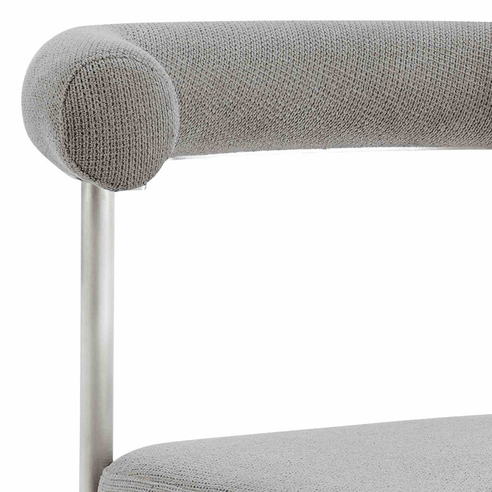 Shannon Dining Chair with Brushed Stainless Steel and Light Gray Fabric - Set of 2