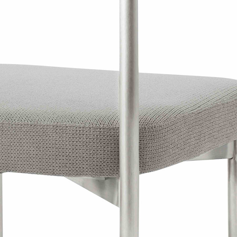 Shannon Dining Chair with Brushed Stainless Steel and Light Gray Fabric - Set of 2 - Furniture City (CA)l
