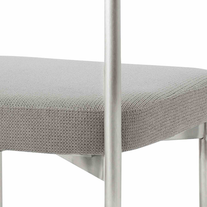 Shannon Dining Chair with Brushed Stainless Steel and Light Gray Fabric - Set of 2