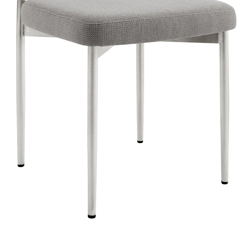 Shannon Dining Chair with Brushed Stainless Steel and Light Gray Fabric - Set of 2 - Furniture City (CA)l