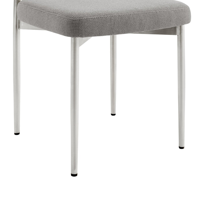 Shannon Dining Chair with Brushed Stainless Steel and Light Gray Fabric - Set of 2