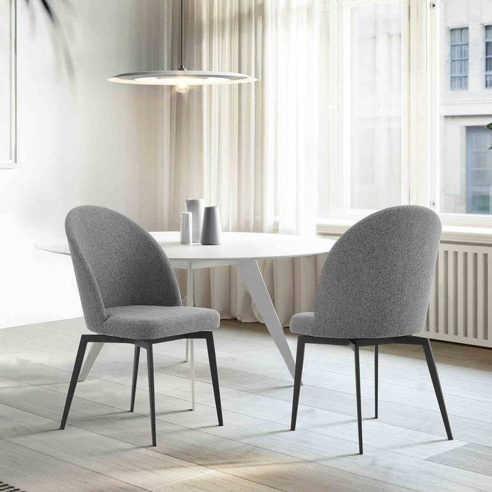 Sunny Swivel Gray Fabric and Metal Dining Room Chairs - Set of 2