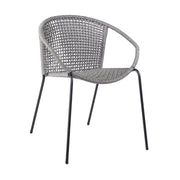 Snack Indoor Outdoor Stackable Steel Dining Chair with Gray Rope - Set of 2 - Furniture City (CA)l