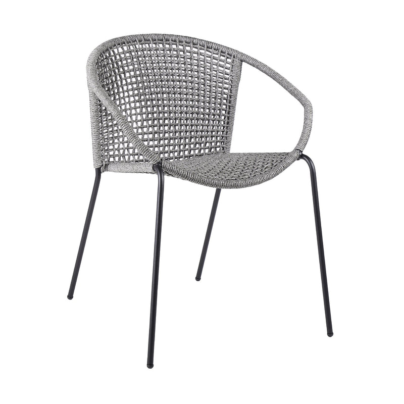 Snack Indoor Outdoor Stackable Steel Dining Chair with Gray Rope - Set of 2 - Furniture City (CA)l