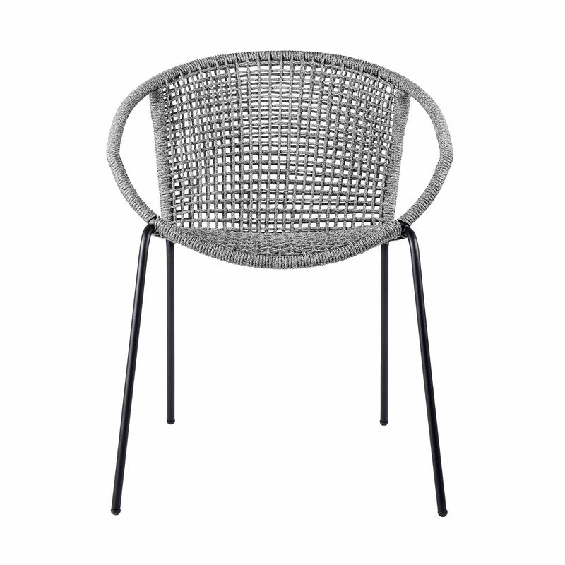 Snack Indoor Outdoor Stackable Steel Dining Chair with Gray Rope - Set of 2 - Furniture City (CA)l