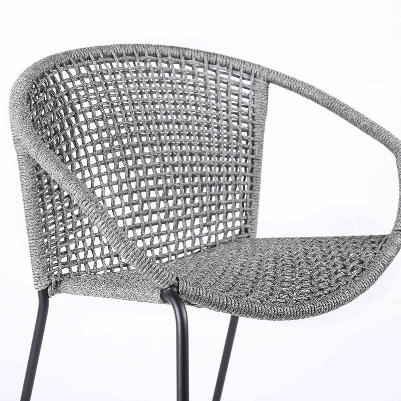 Snack Indoor Outdoor Stackable Steel Dining Chair with Gray Rope - Set of 2 - Furniture City (CA)l