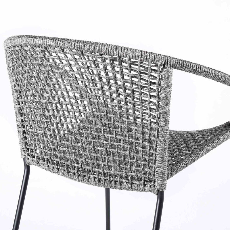 Snack Indoor Outdoor Stackable Steel Dining Chair with Gray Rope - Set of 2 - Furniture City (CA)l