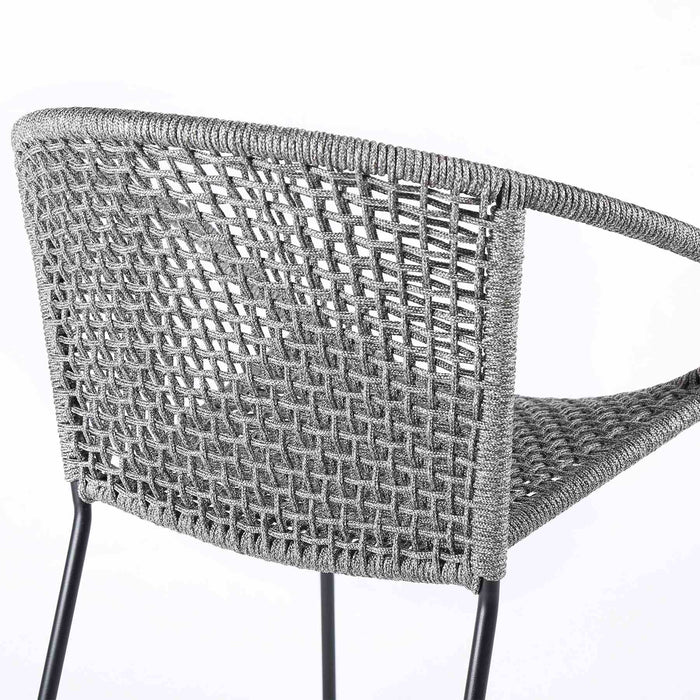 Snack Indoor Outdoor Stackable Steel Dining Chair with Gray Rope - Set of 2