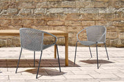 Snack Indoor Outdoor Stackable Steel Dining Chair with Gray Rope - Set of 2 - Furniture City (CA)l