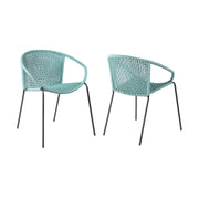 Snack Indoor Outdoor Stackable Steel Dining Chair with Wasabi Rope - Set of 2 - Furniture City (CA)l