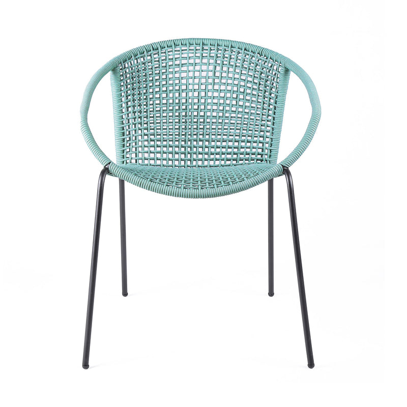 Snack Indoor Outdoor Stackable Steel Dining Chair with Wasabi Rope - Set of 2 - Furniture City (CA)l