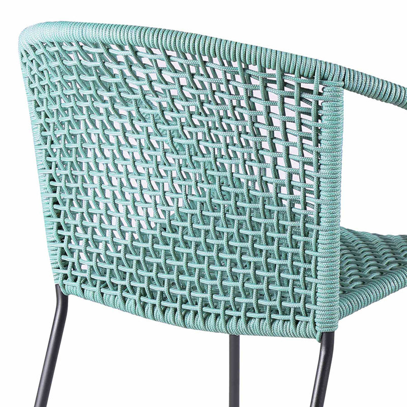 Snack Indoor Outdoor Stackable Steel Dining Chair with Wasabi Rope - Set of 2 - Furniture City (CA)l