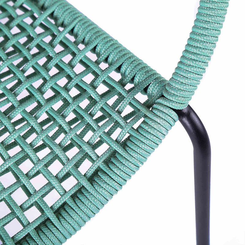Snack Indoor Outdoor Stackable Steel Dining Chair with Wasabi Rope - Set of 2 - Furniture City (CA)l