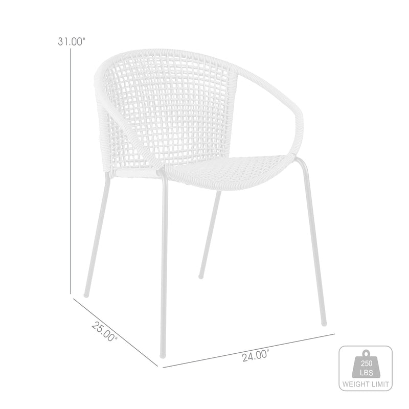 Snack Indoor Outdoor Stackable Steel Dining Chair with Wasabi Rope - Set of 2 - Furniture City (CA)l