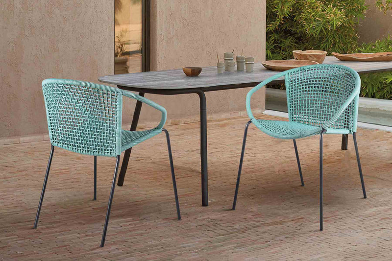 Snack Indoor Outdoor Stackable Steel Dining Chair with Wasabi Rope - Set of 2 - Furniture City (CA)l