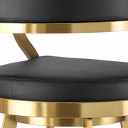 Saturn 26" Swivel Counter Stool with Gold Brushed Stainless Steel and Black Faux Leather - Furniture City (CA)l