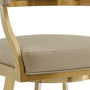 Saturn 26" Swivel Counter Stool with Gold Brushed Stainless Steel and Light Sand Faux Leather - Furniture City (CA)l