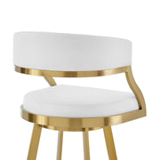 Saturn 26" Swivel Counter Stool with Gold Brushed Stainless Steel and White Faux Leather - Furniture City (CA)l