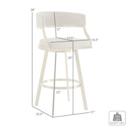 Saturn 26" Swivel Counter Stool with Gold Brushed Stainless Steel and White Faux Leather - Furniture City (CA)l