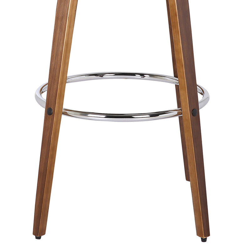 Sonia 26" Counter Height Swivel Brown Faux Leather and Walnut Wood Bar Stool - Furniture City (CA)l