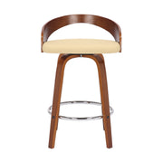 Sonia 26" Counter Height Swivel Cream Faux Leather and Walnut Wood Bar Stool - Furniture City (CA)l