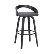 Sonia 26" Counter Height Swivel Gray Faux Leather and Black Wood Bar Stool - Furniture City (CA)l