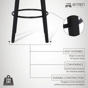 Sonia 26" Counter Height Swivel Gray Faux Leather and Black Wood Bar Stool - Furniture City (CA)l