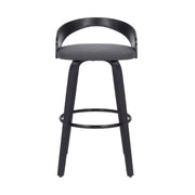 Sonia 26" Counter Height Swivel Gray Faux Leather and Black Wood Bar Stool - Furniture City (CA)l