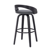 Sonia 26" Counter Height Swivel Gray Faux Leather and Black Wood Bar Stool - Furniture City (CA)l